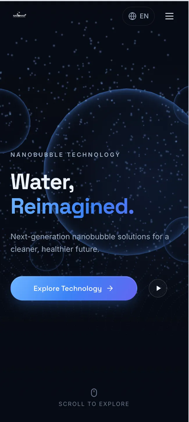نمای موبایل نمونه‌کار Nanomar